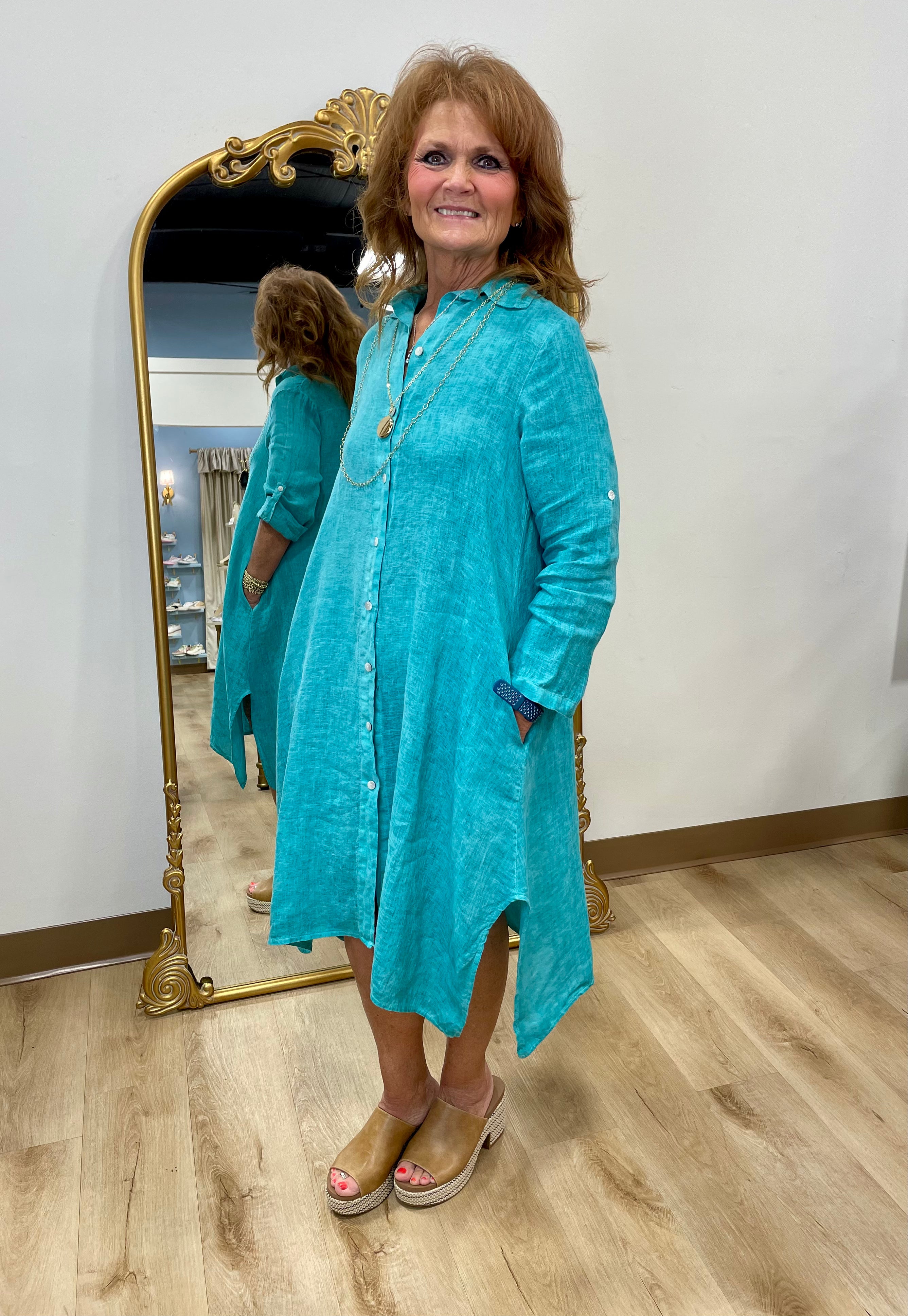 Tempo Paris Shirt Dress Green