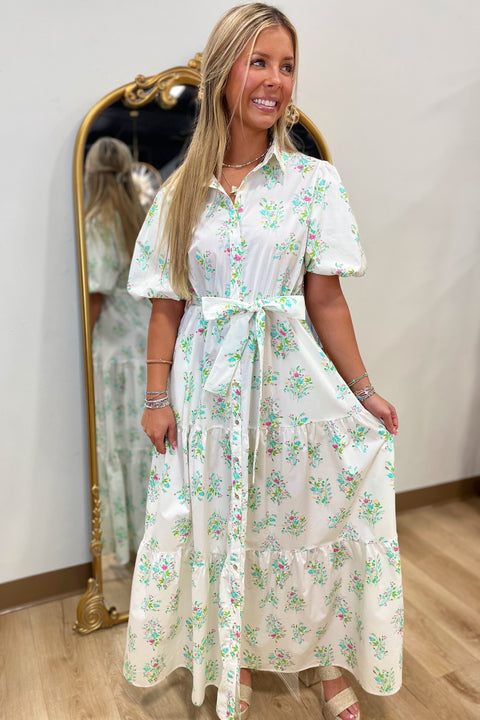 Garden Stroll Poplin Tie Waist Dress