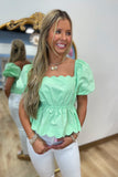 Stratton Scallop Square Neck Top Mint