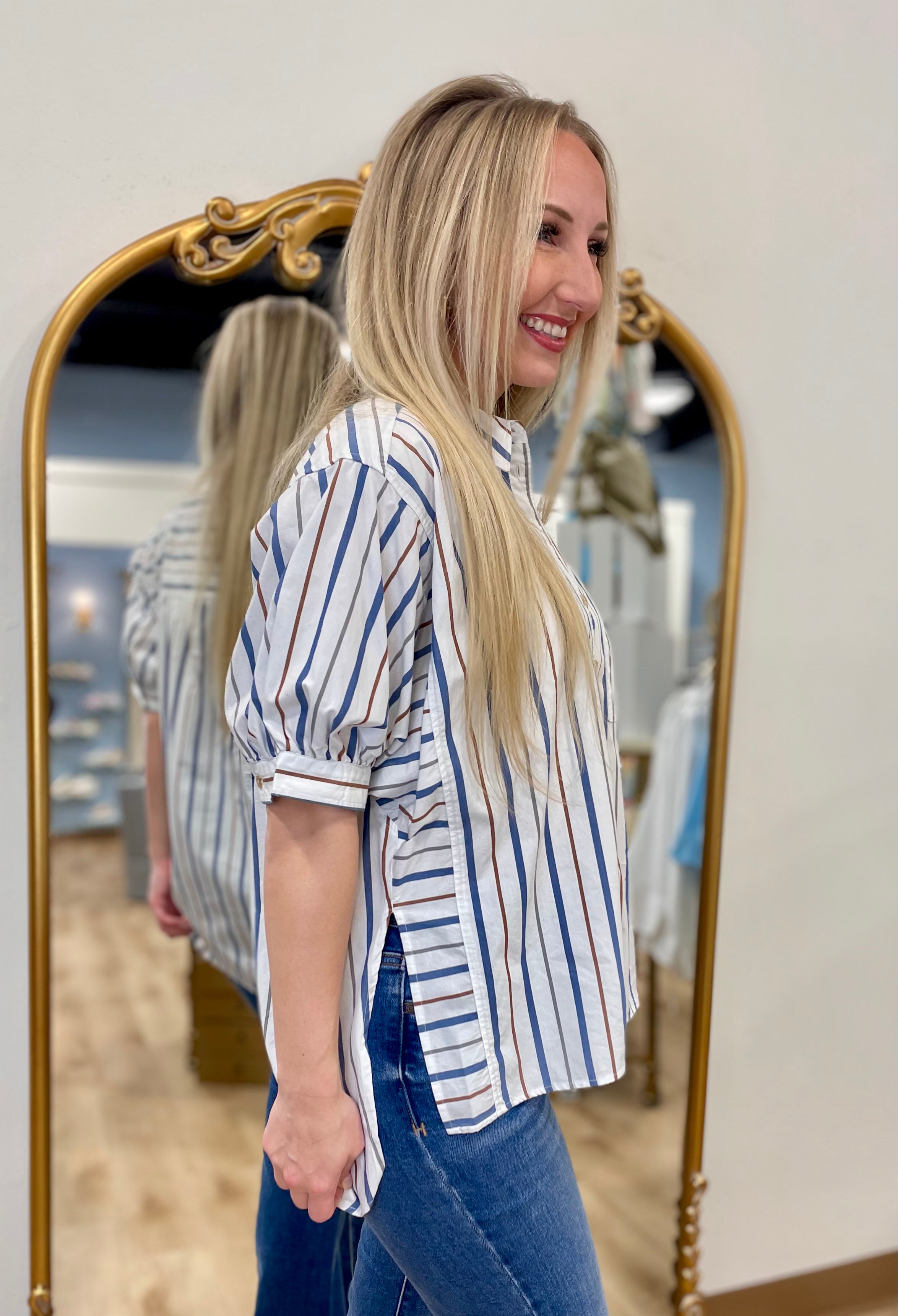 Coastal Vibe Striped Shirt Blue