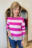 Renuar Striped Sweater Mulberry