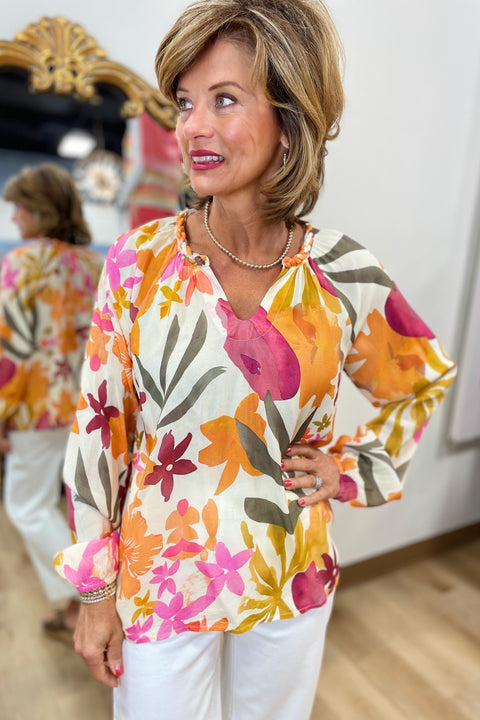 Charlie B Popover Blouse Bouquet