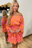 Kaci Floral Bea Smocked Mini Dress Orange