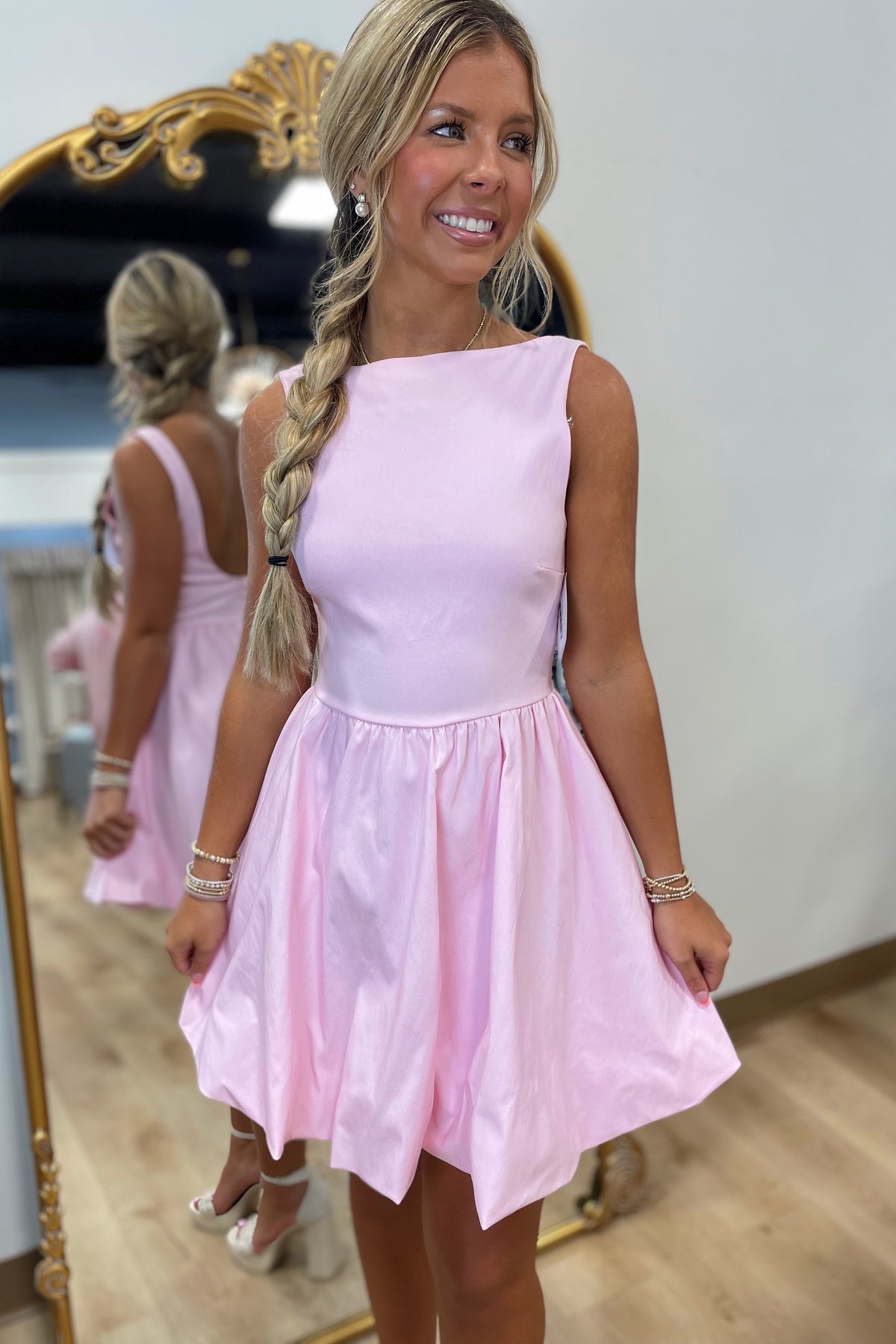 Blaine Bubble Mini Dress Pink