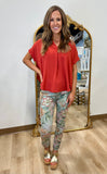 Tempo Paris Olive Floral Reversible Pants