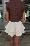 Fall Y'all Corduroy Double Tiered Mini Skort Ecru