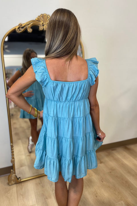 Simply Sweet Tiered Dress Teal