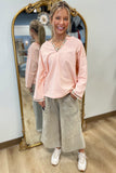 Just a Trim 3/4 Sleeve Top Peach