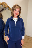 Multiples Raglan LS Mock Neck Top Midnight