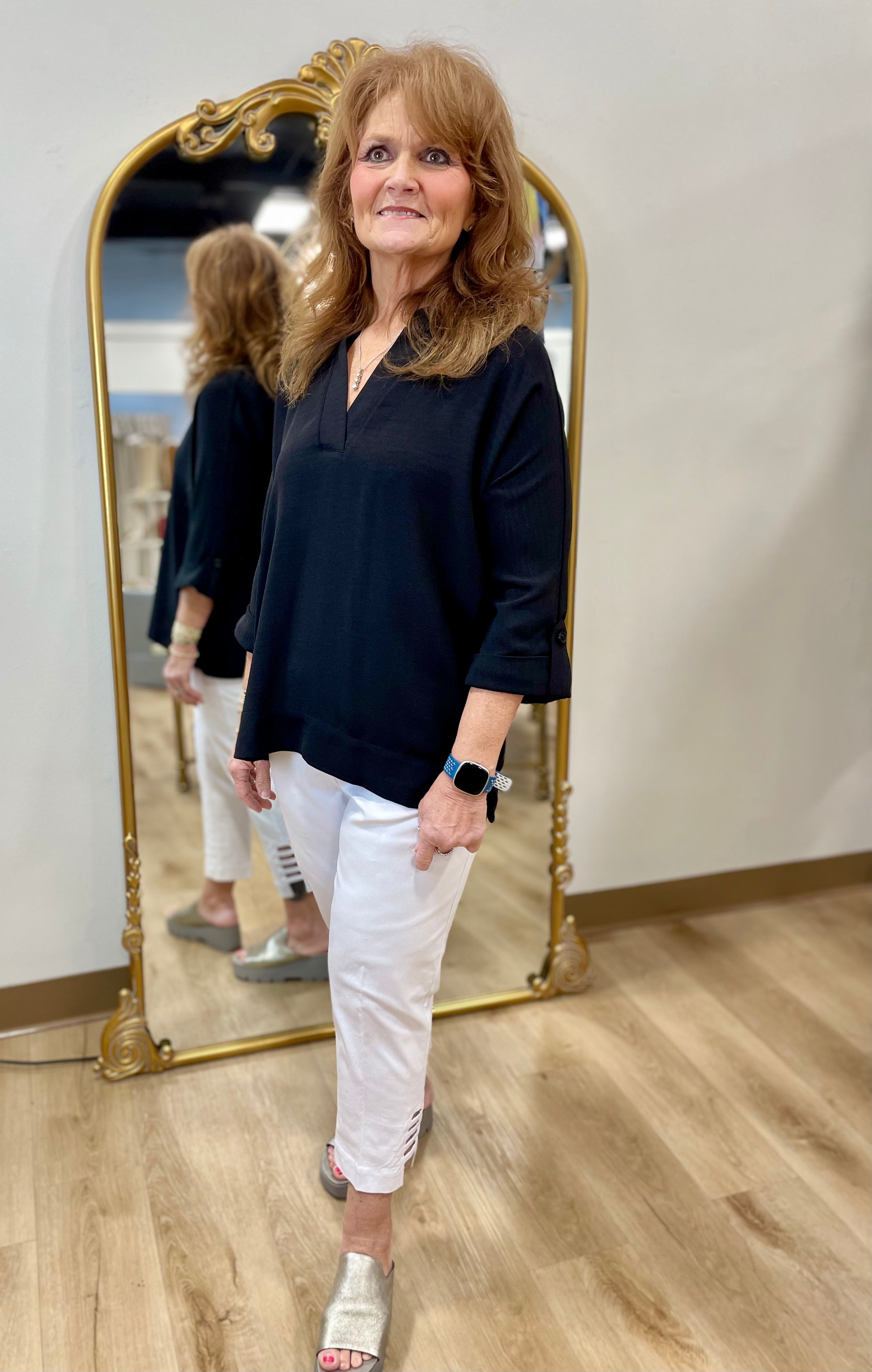 Multiples Pull On Crop Pant White