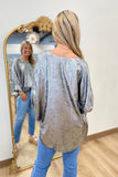 Metallic Glint Batwing Top Black