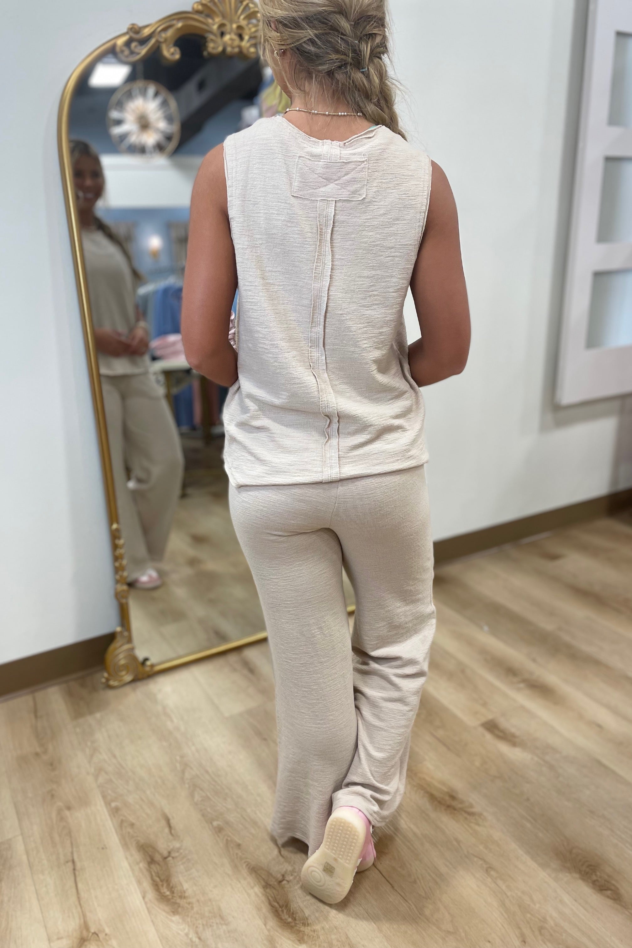 Play Ball 2 Piece Knit Pant Set Oatmeal