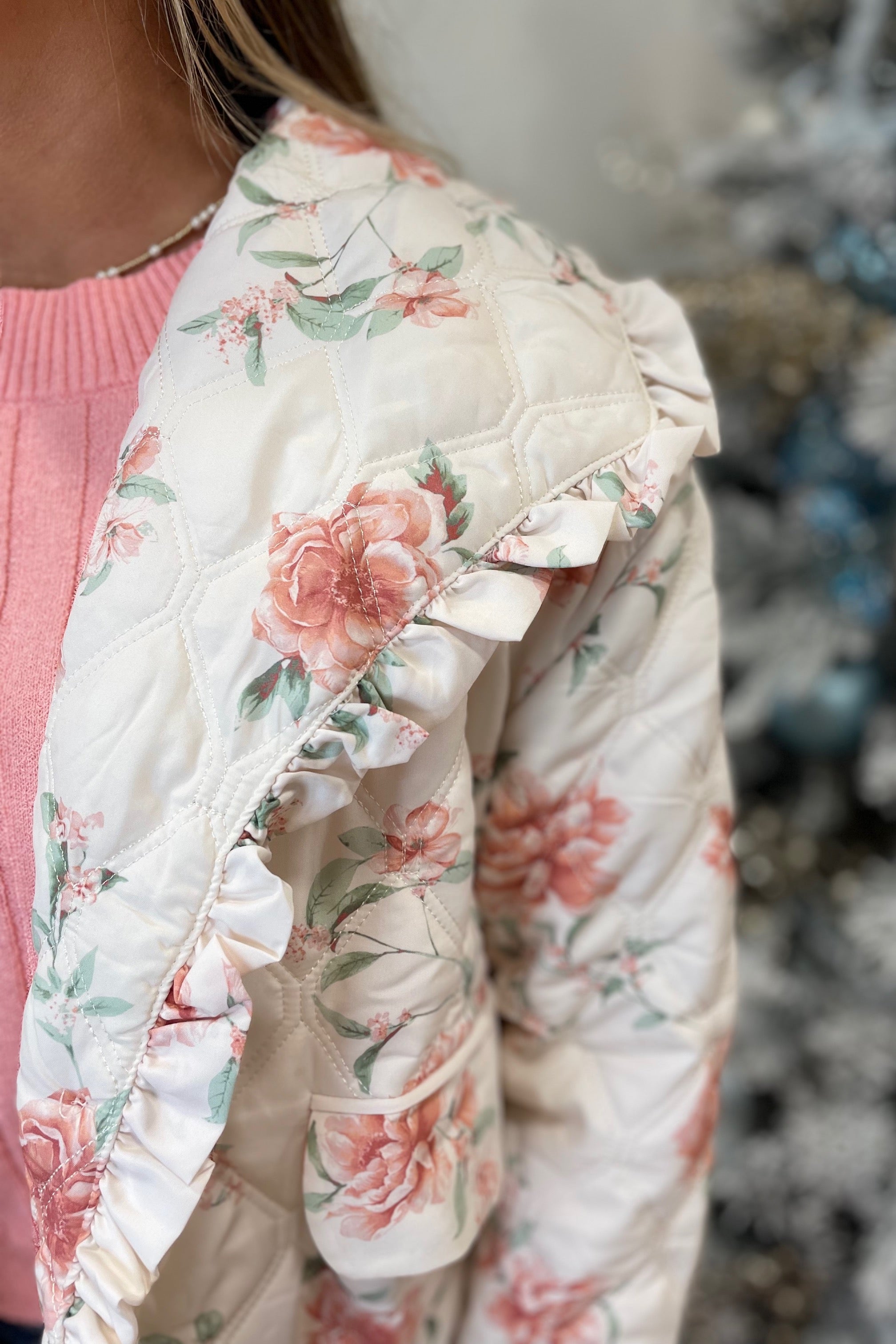 Romantic Radiance Ruffled Jacket Pink