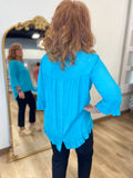 Multiples Scoop Neck Top Turquoise