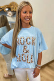 PUFF Leopard Rock & Rock Graphic Tee Lt Blue