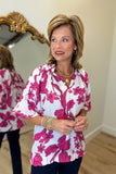 Umgee Fuchsia Blooms Blouse