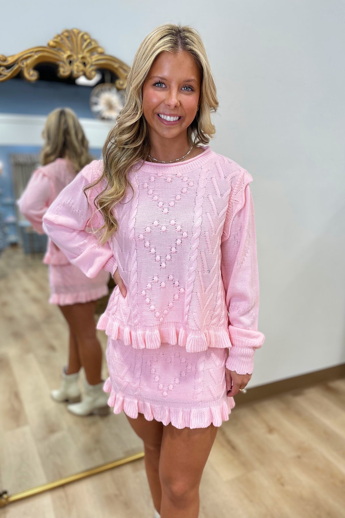 Cupid's Charm 2 Piece Skirt Set Pink