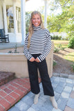 Whirl The Night Cropped Striped Turtle Neck Sweater