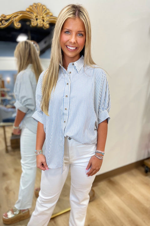 Everyday Ready Striped Blouse Blue
