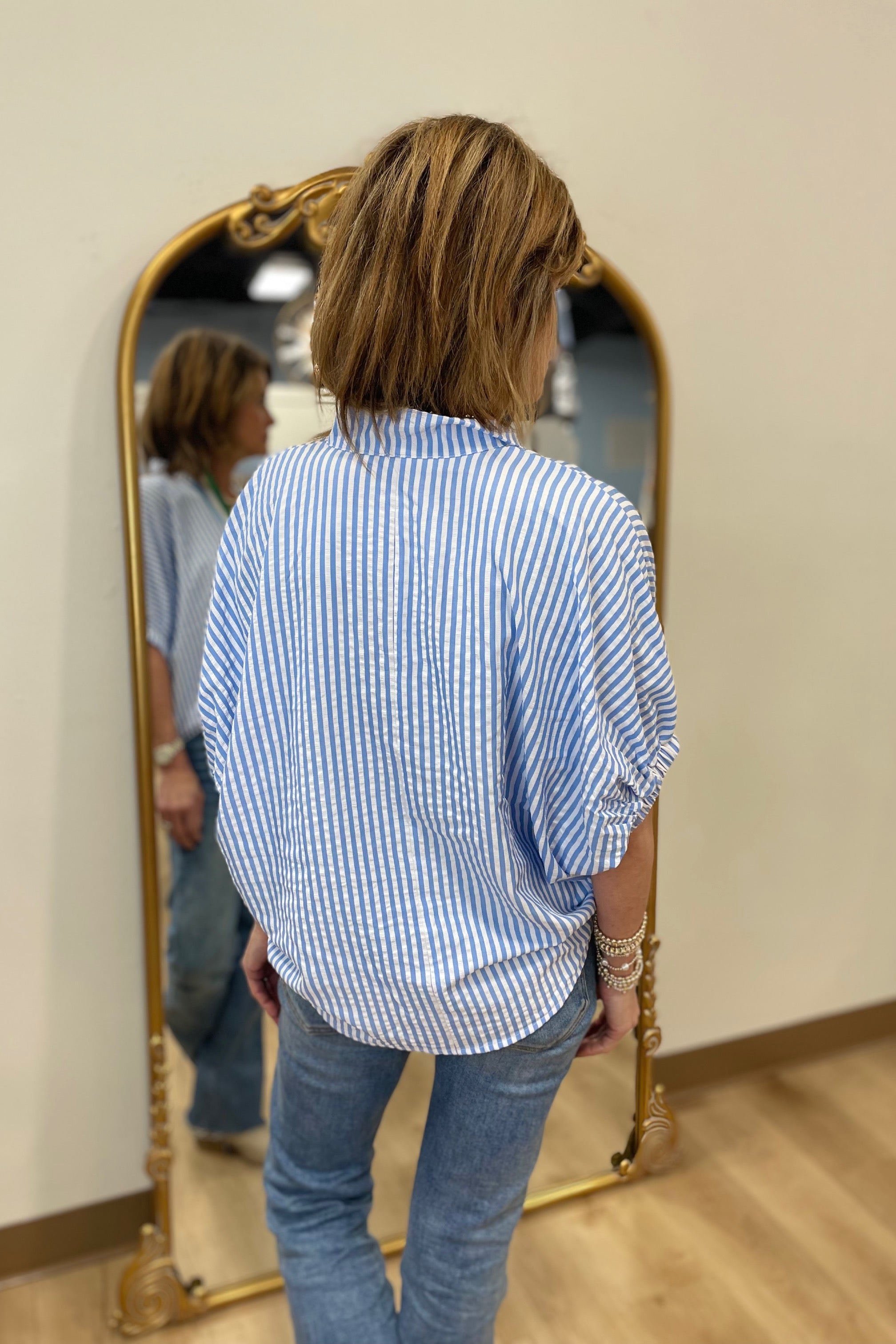 Breezy Stripe Top Blue