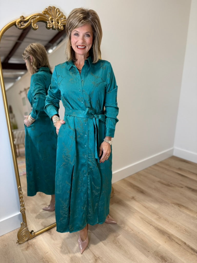 Boho Chic Jacquard Dress Jade