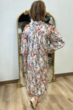 Umgee Floral Print Midi Dress Tan
