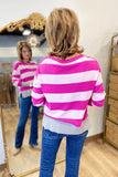 Renuar Striped Sweater Mulberry