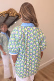 Simple Season 1/2 Zip Blouse Blue
