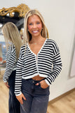 Call Me Crochet Knitted Cardigan Black/White