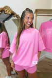 Lulu Mac Short Sleeve Terrycloth Top Bubblegum