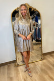 Umgee Metallic Babydoll Dress Gold
