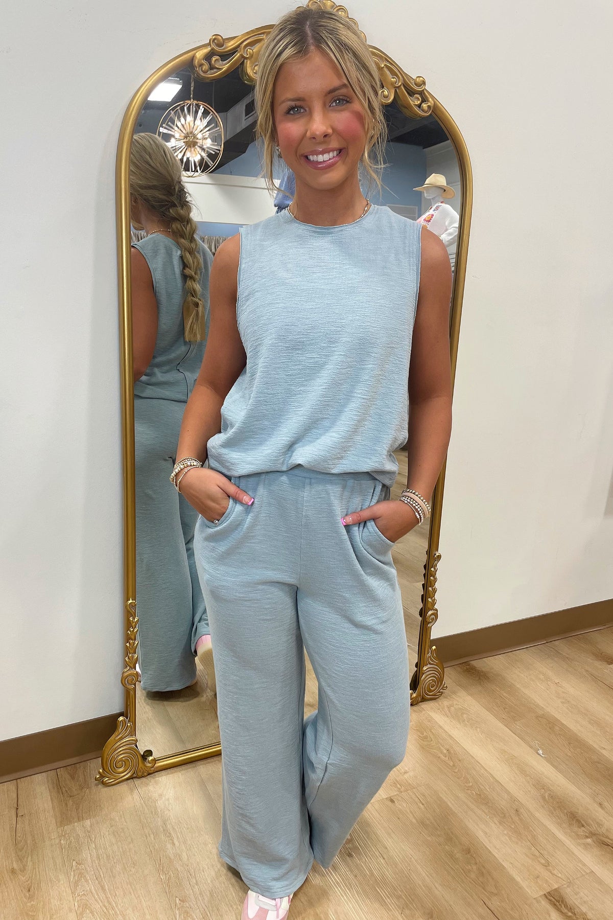 Play Ball 2 Piece Knit Pant Set Blue