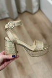 Mia Renee Platform Heel Gold Raffia
