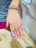 Rhinestone Puff Initial Ring Gold