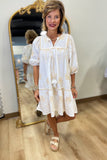 Umgee Palm Tree Mini Dress Off White