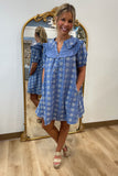 Umgee Embroidered Babydoll Dress Blue