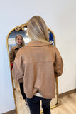 Charlie B Short Faux Suede Jacket -truffle