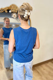 Dylan Sleeveless Modern Crew Tee Indigo
