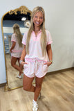 Simple Stripe Short Set Pink