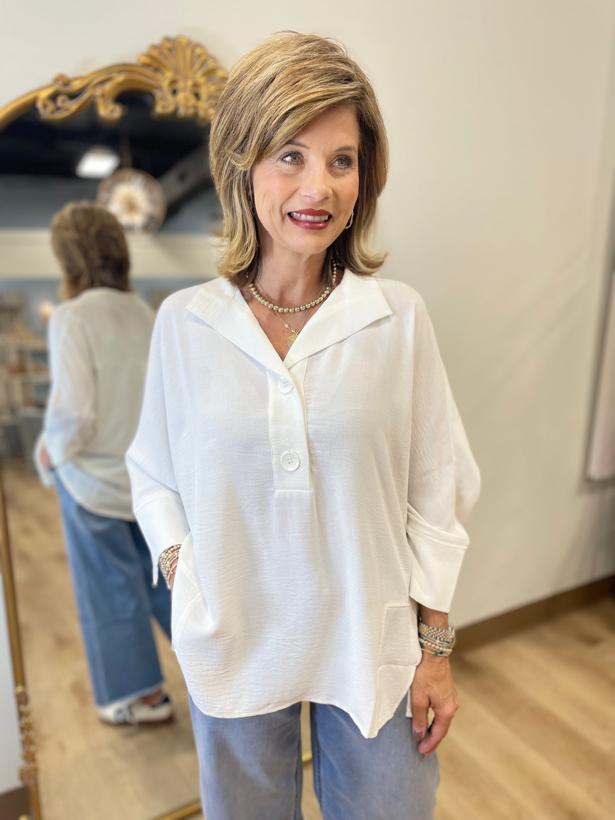 Renuar Woven Blouse Cream