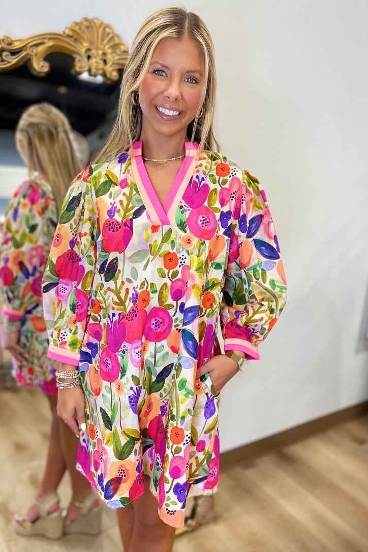 Flower Burst Dress Berry