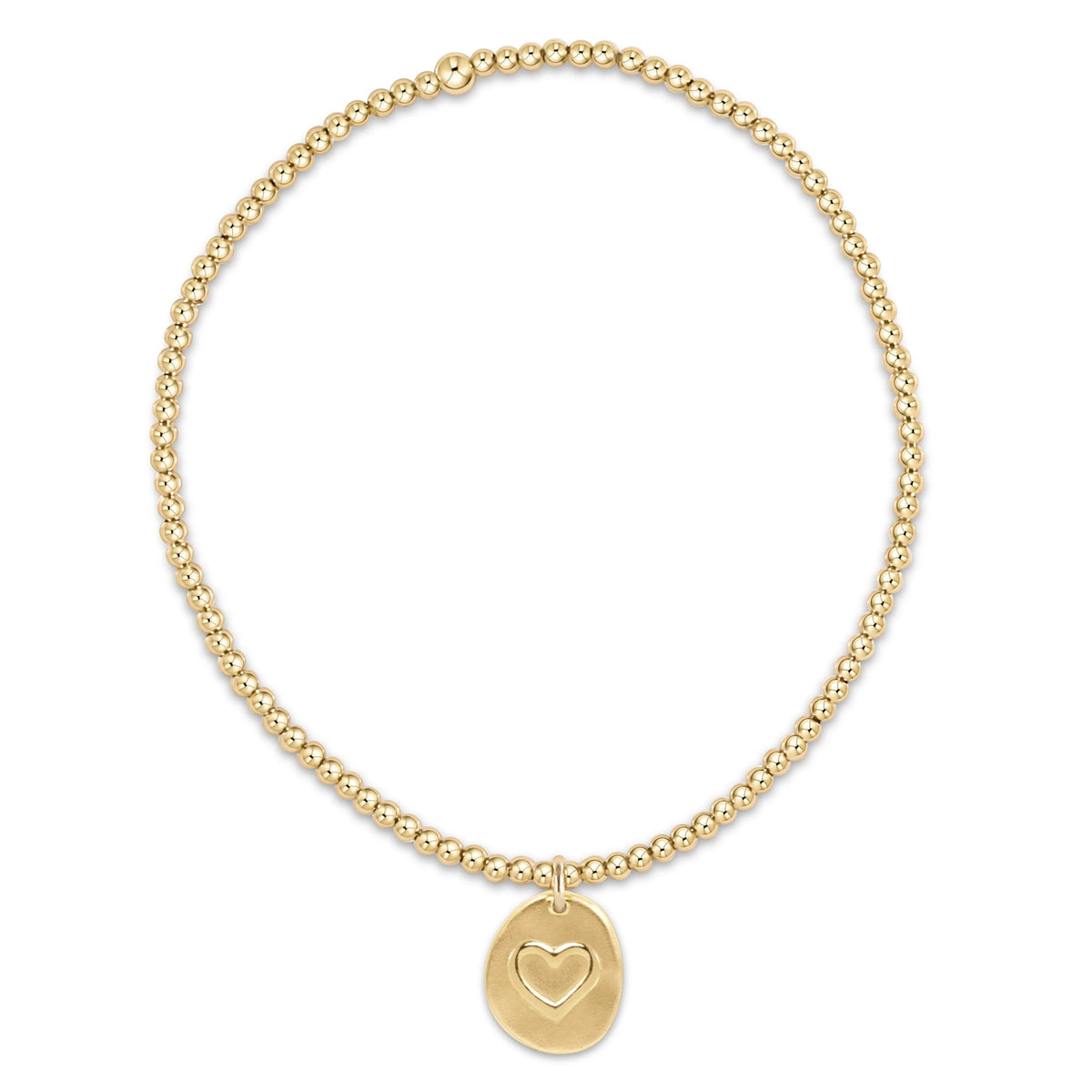 E Newton Classic Gold 2mm Inspire Love Disc Bracelet