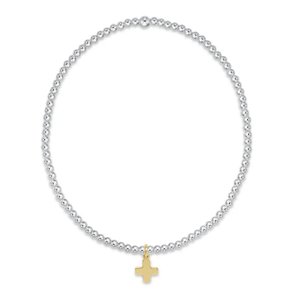 E Newton Classic Mixed Metal Signature Cross Small Gold Charm Various