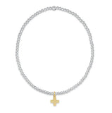 E Newton Classic Mixed Metal Signature Cross Small Gold Charm Various