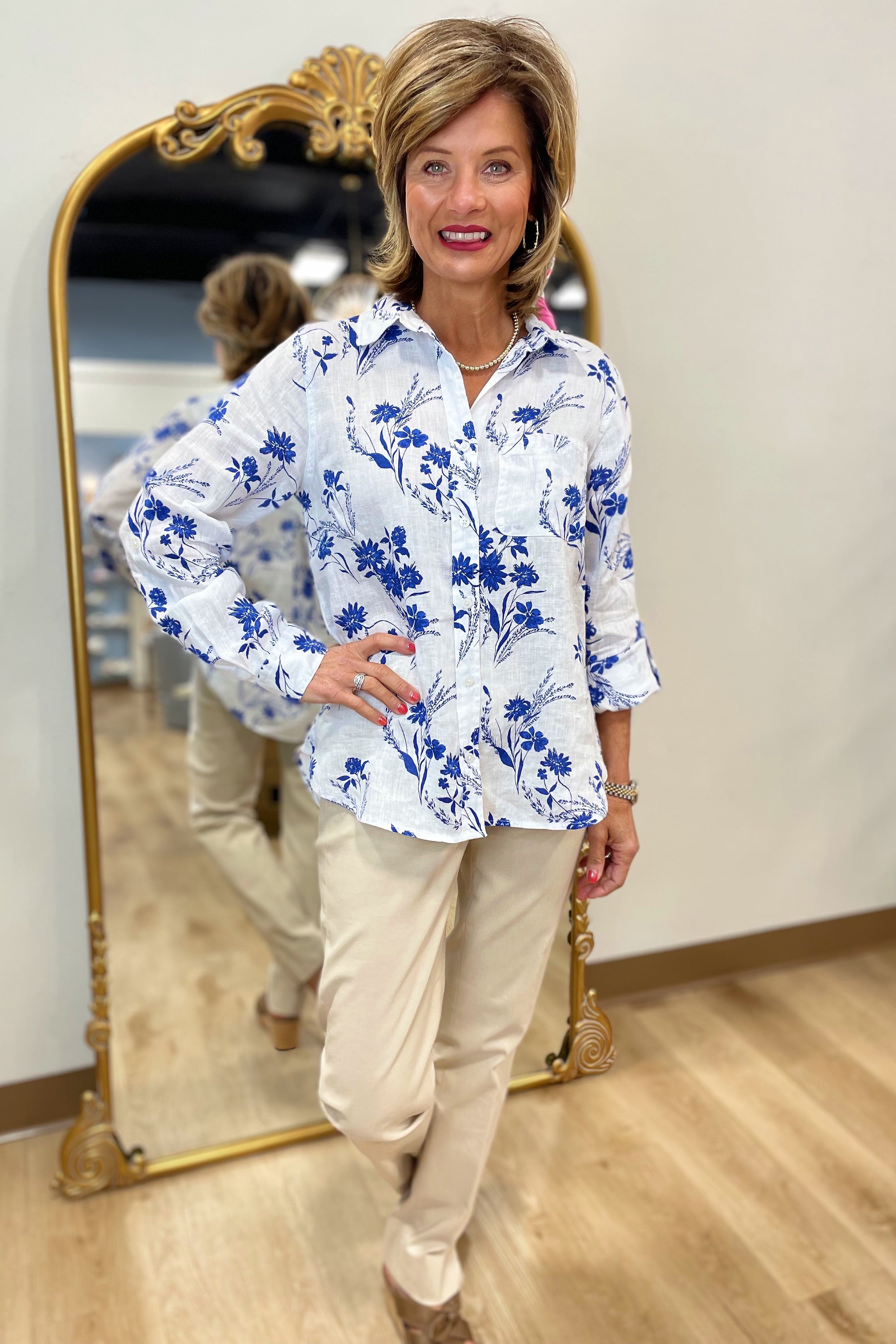 Velvet Heart Floral Top Blue
