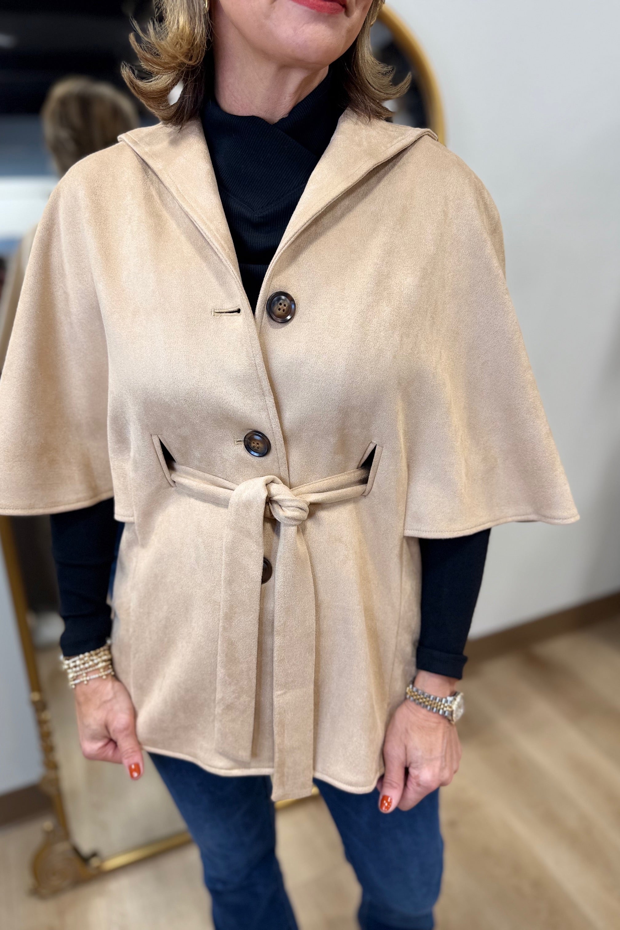 Acaplet Boho Chic Caplet Sleeve Jacket Taupe – Expectations Too