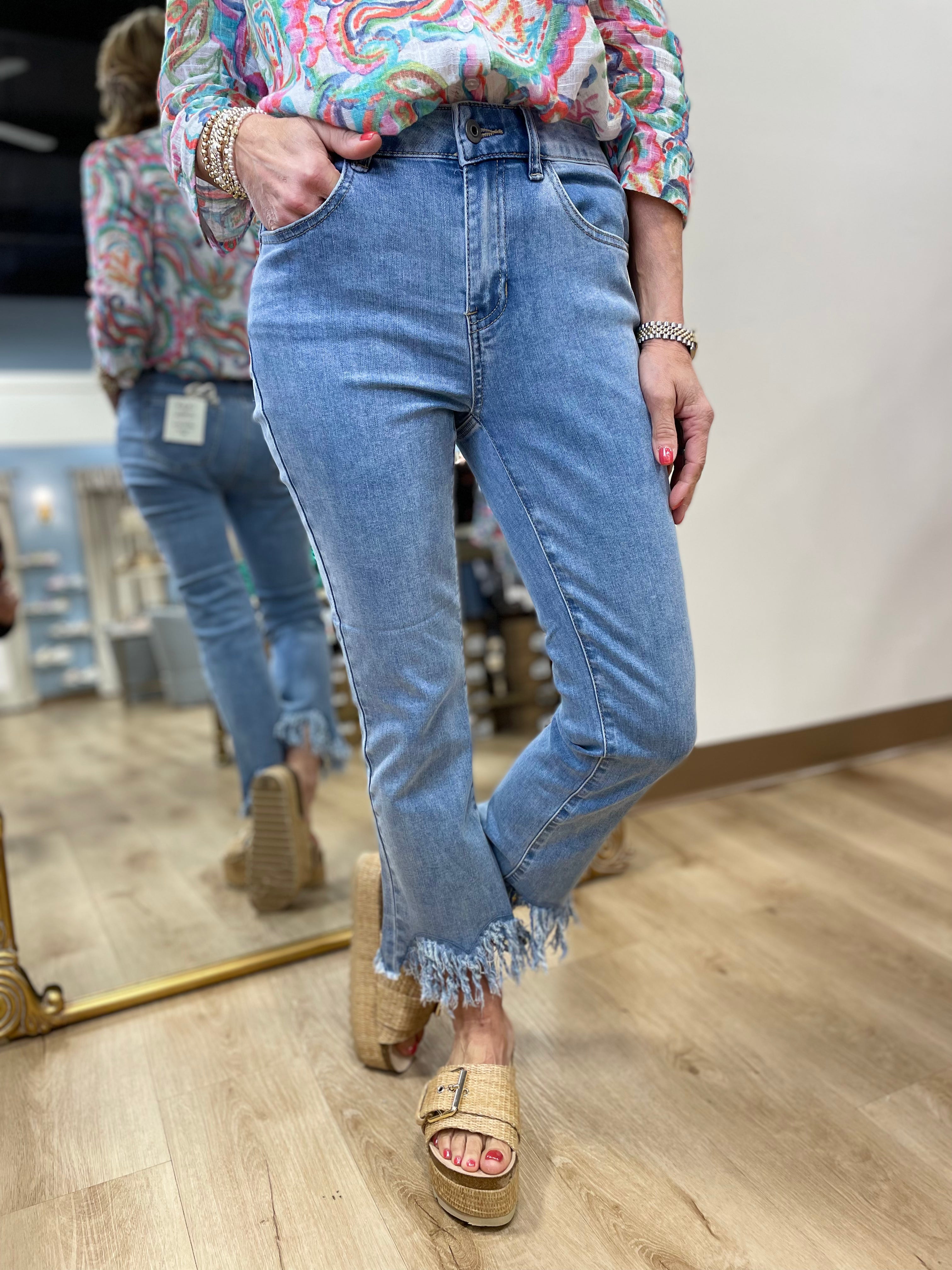 Charlie B Fringe Bottom Pant Blue