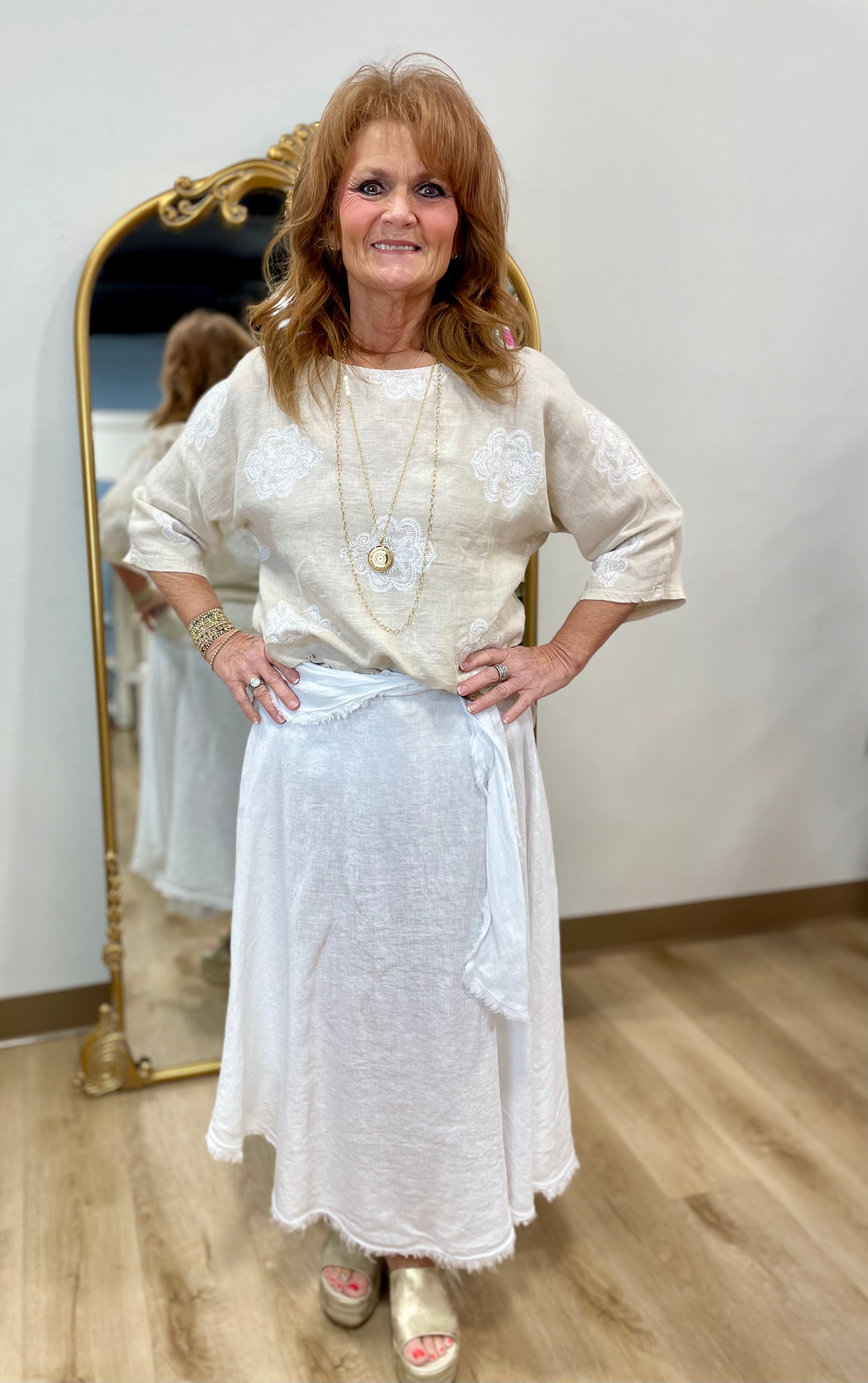 Tempo Paris Fringe Hem Skirt White