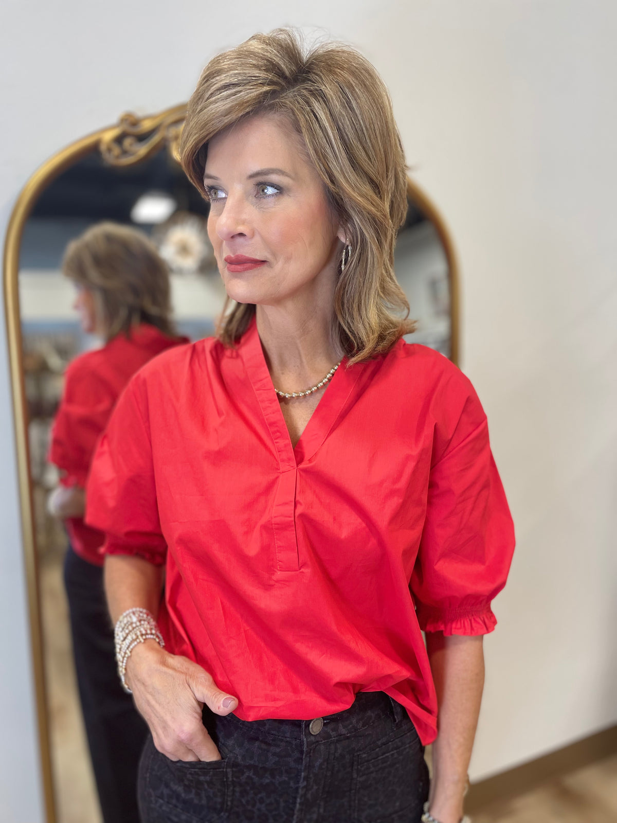 Game Day Glory Blouse Red