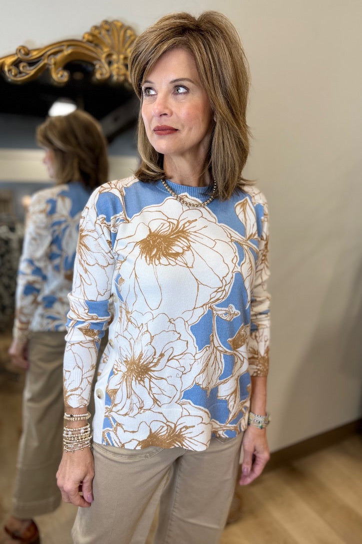 Charlie B Side Button Sweater Mist